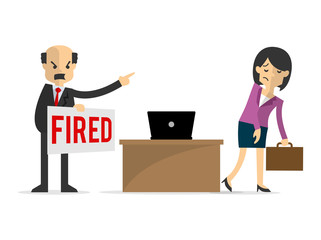 Businesswoman or employee getting fired 