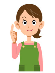 要点を解説するエプロンを着用した女性
