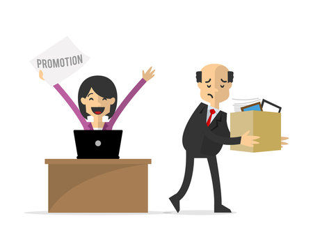 Businesswoman or employee get a promotion