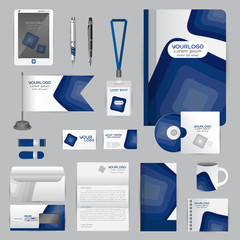 White identity template with blue origami elements. Vector compa © ploygraphic
