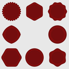 Set of Stamps . Red Stamps .Texture . Post Stamp Collection . Vector Stamps . Circle Stamps .