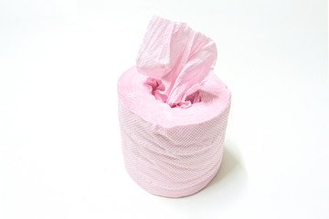Roll of pink toilet paper
