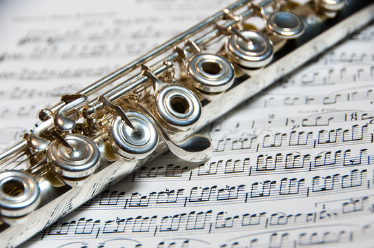 Flute on sheet of music