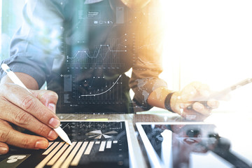 businessman working with digital tablet computer and smart phone