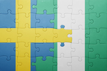 puzzle with the national flag of sweden and nigeria
