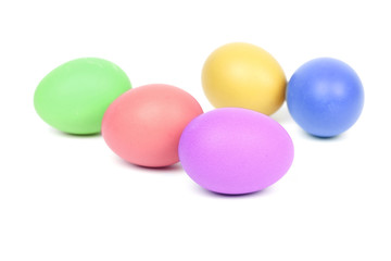 colorful easter eggs on white background