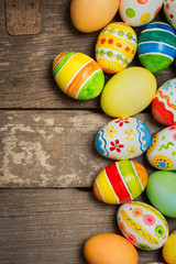 Easter eggs on wooden