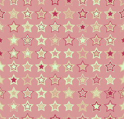Vector seamless pattern. Geometric seamless pattern. The stars of different sizes and different colors. Vintage seamless pattern.