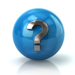 Blue sphere with the silver question mark