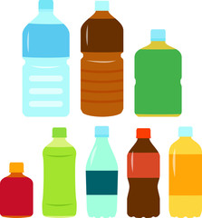 ペットボトル飲料のイラストセット