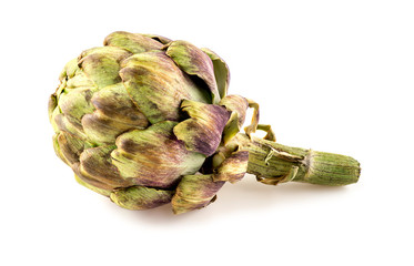 Overripe artichoke head isolated on white