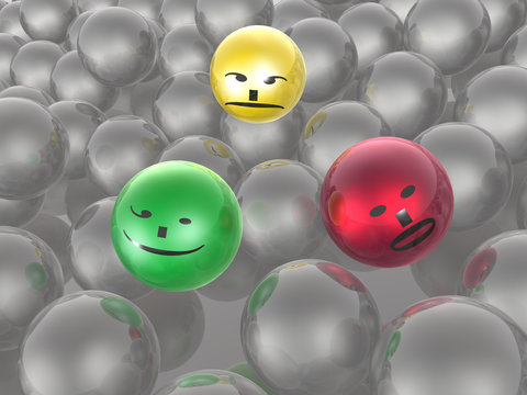Color and grey spheres
