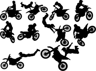 The set of biker silhouettes