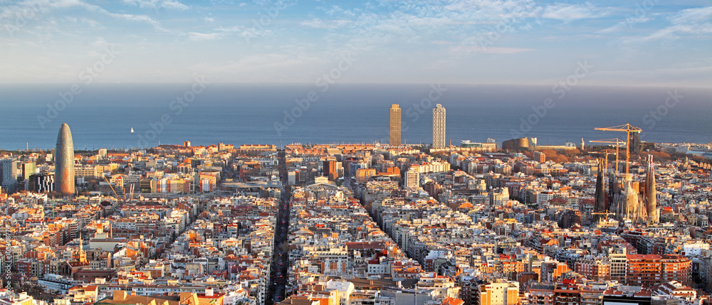 Poster Panoramic view of Barcelona, Spain