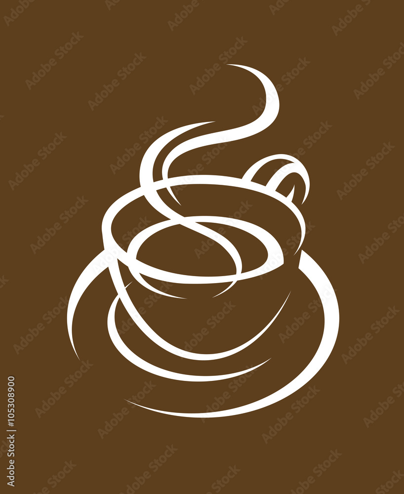 Wall mural illustration of coffee cup with steam