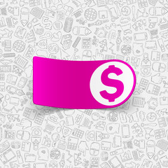 business paper sticker with hand drawn elements