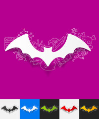 bat paper sticker with hand drawn elements