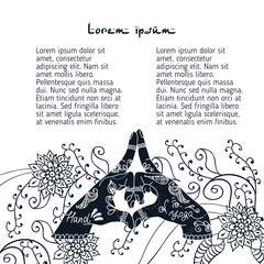 Element yoga kalesvara mudra hands with mehendi pattern