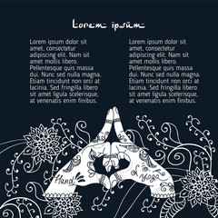 Element yoga kalesvara mudra hands with mehendi pattern