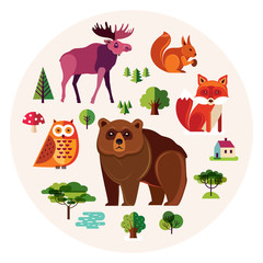 Forest animals collection