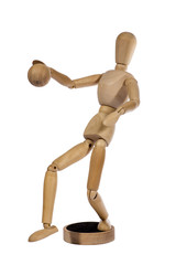 Деревянная фигурка человека на шарнирах на белом фоне
