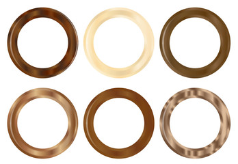 Six Wooden Curtain Rings