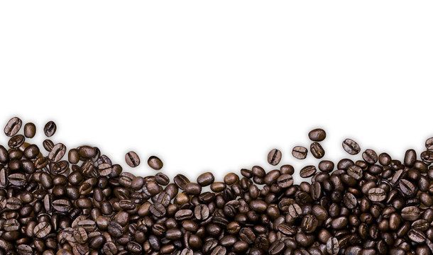 coffee beans on white background, clipping path