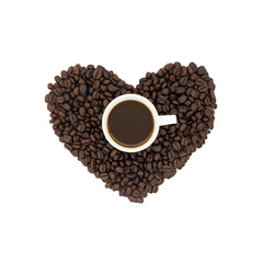 heart with coffee  on white background [clipping path]