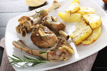 Baked lamb with potatoes - 105310759