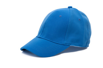 Blue golf cap on white background