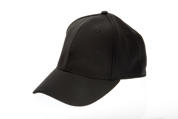 Men's black golf cap on white background