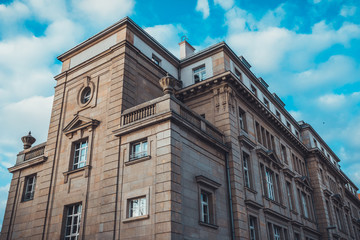 Fototapeta na wymiar Corner view of neoclassical building in Germany