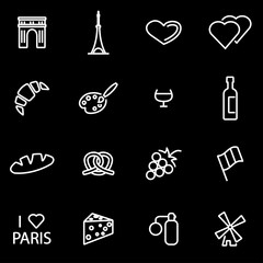 Vector line paris icon set. Paris Icon Object, Paris Icon Picture, Paris Icon Image - stock vector