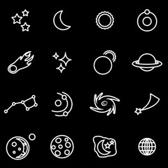 Vector line space icon set. Space Icon Object, Space Icon Picture, Space Icon Image - stock vector