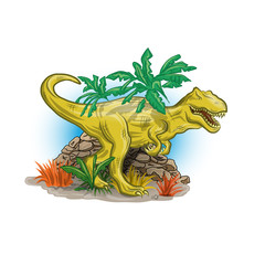 Scary dinosaur in jungle