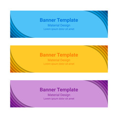 Fototapeta premium Material design banners. Set of modern colorful horizontal vector banners, page headers. Can be used as a trendy business template or in a web design. Vector illustration.