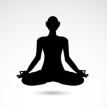 Meditation vector icon on white background.