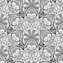 Vector Seamless Monochrome Ornate Pattern