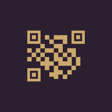 The QR code icon.  Link and URL symbol. Flat