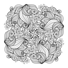 Vector Monochrome Floral Background