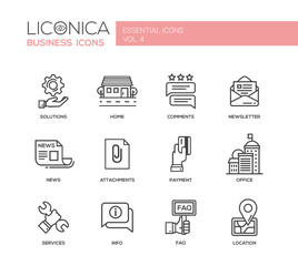 Set of modern office flat design icons and pictograms