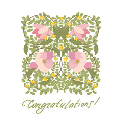 Illustration vintage floral Magnolia and St. John's wort pattern