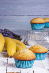 banana muffins on the wooden table