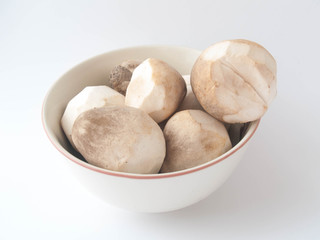 Straw mushroom in the white bowl