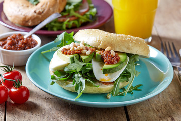 Fresh bagel sandwich