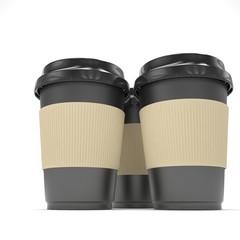 Three paper coffee cups