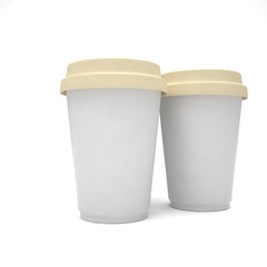Three paper coffee cups