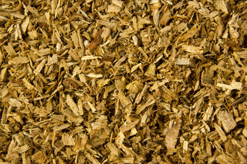 Macro view of wooden sawdust and logs