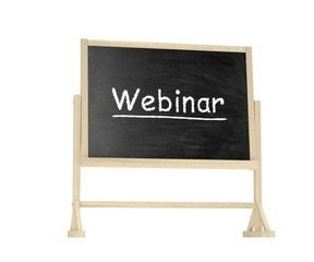 Fototapeta premium Webinar concept. Blackboard, chalkboard isolated on white