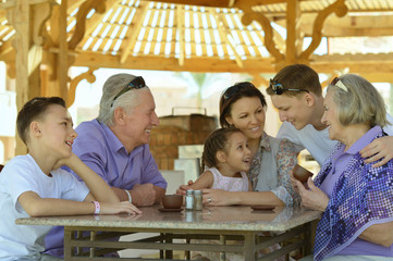 Happy family with coffee